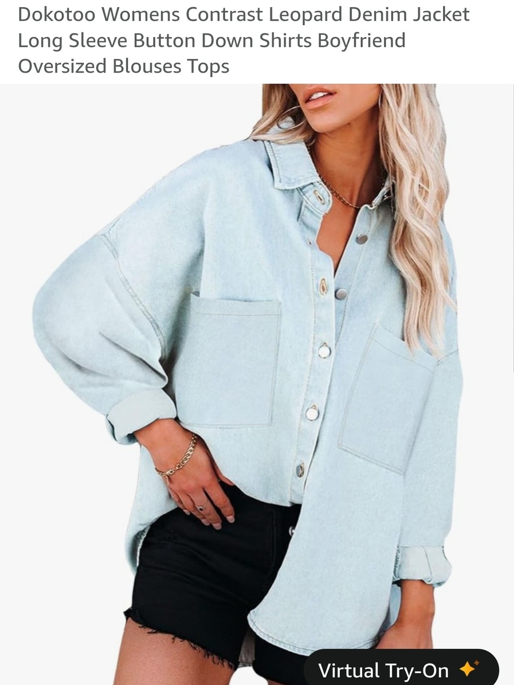 Light Wash Oversized Denim Shirt Jacket
